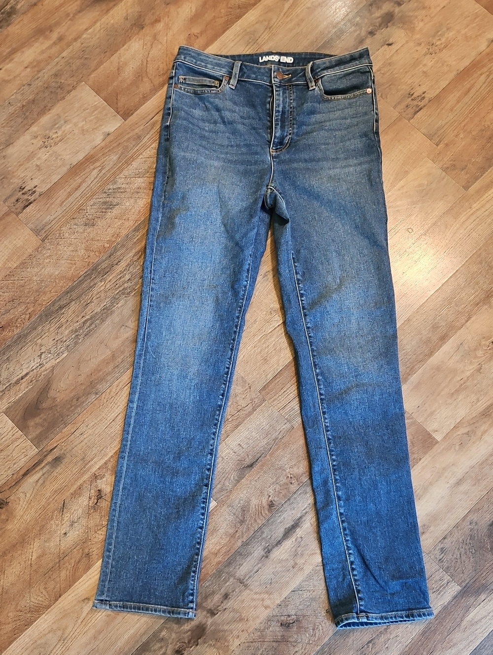 👖Lands' End Women's Medium Blue Straight Leg Jeans